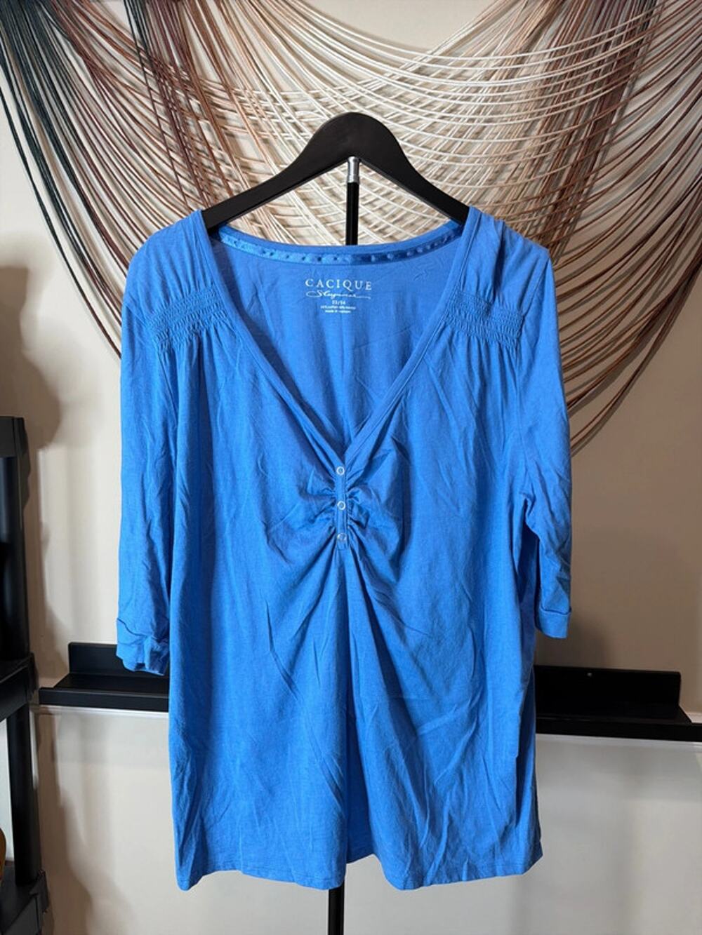 Cacique sleepwear 20 blue cotton blend pajama top EUC 3041